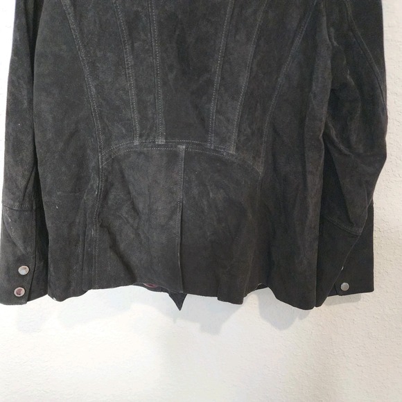 Isaac Mizrahi Live Suede Jacket Womens 18W Black Moto Motorcycle Zipper Classic - Picture 5 of 16